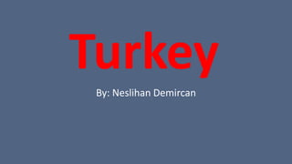 Turkey
By: Neslihan Demircan
 