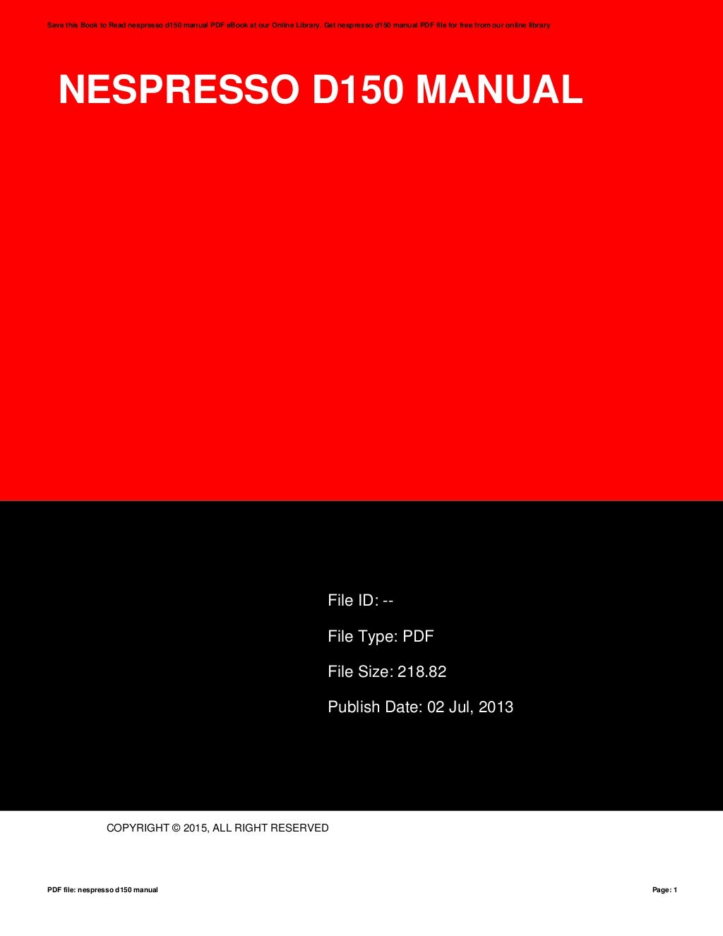Nespresso d150 manual
