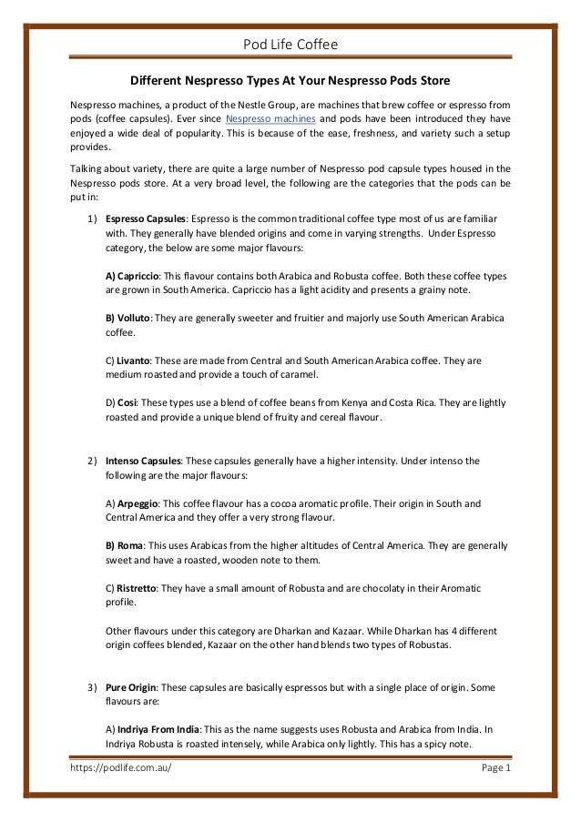 Different Nespresso Types At Your Nespresso Pods Store