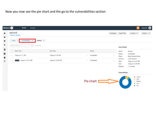 Now you now see the pie chart and the go to the vulnerabilities section
 