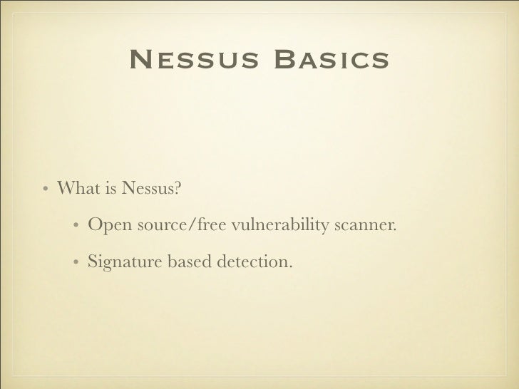 Nessus Basics