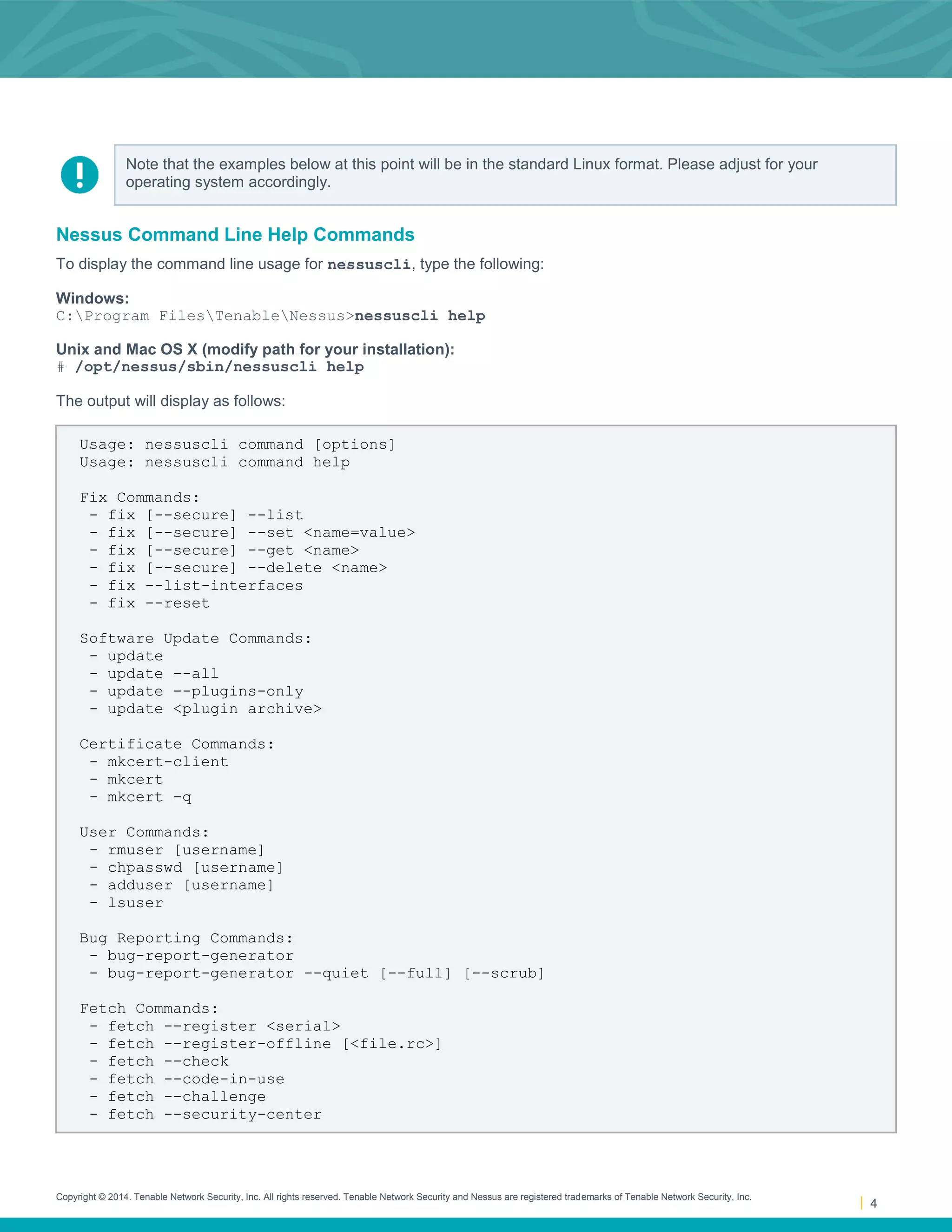 Nessus v6 command_line_reference | PDF | Operating Systems | Computer ...