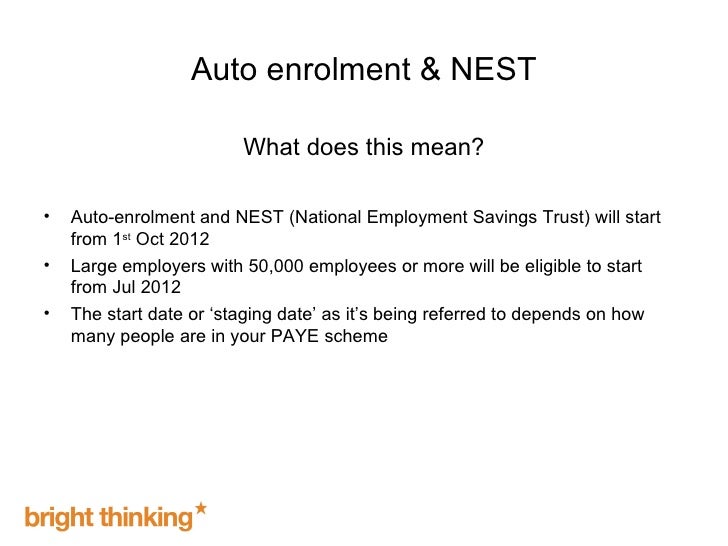 Pension autoenrolment & NEST