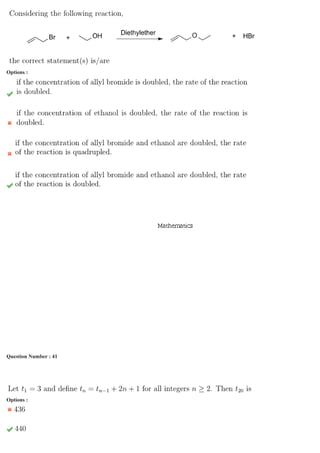 Options :Op
Section Id : 49410394
Section Number : 4
Section type : Online
Mandatory or Optional: Mandatory
Number of Questions: 15
Number of Questions to be attempted: 15
Section Marks: 50
Display Number Panel: Yes
Group All Questions: No
Sub-Section Number: 1
Sub-Section Id: 494103206
Question Shuffling Allowed : Yes
Question Number : 41 Question Id : 4941031339 Question Type : MCQ Option Shuffling : Yes Display Question Number : Yes
Single Line Question Option : No Option Orientation : Vertical
Correct Marks : 3 Wrong Marks : 1ng
Options :Op
 
