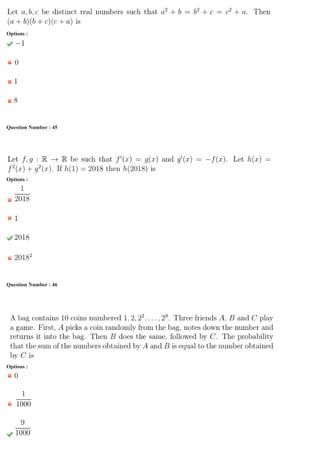 Options :Op
Question Number : 45 Question Id : 4941031343 Question Type : MCQ Option Shuffling : Yes Display Question Number : Yes
Single Line Question Option : No Option Orientation : Vertical
Correct Marks : 3 Wrong Marks : 1ng
Options :Op
Question Number : 46 Question Id : 4941031344 Question Type : MCQ Option Shuffling : Yes Display Question Number : Yes
Single Line Question Option : No Option Orientation : Vertical
Correct Marks : 3 Wrong Marks : 1ng
Options :Op
 