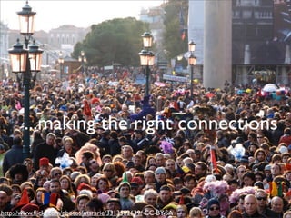 ...making the right connections



http://www.ﬂickr.com/photos/mararie/3313582639/ CC-BY-SA
 