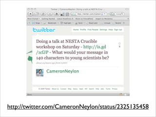 http://twitter.com/CameronNeylon/status/2325135458
 