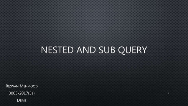 Nested and sub query aggregate functions and clauses ppt | PPT image.
