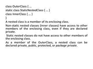 Nested class | PPTX | Programming Languages | Computing