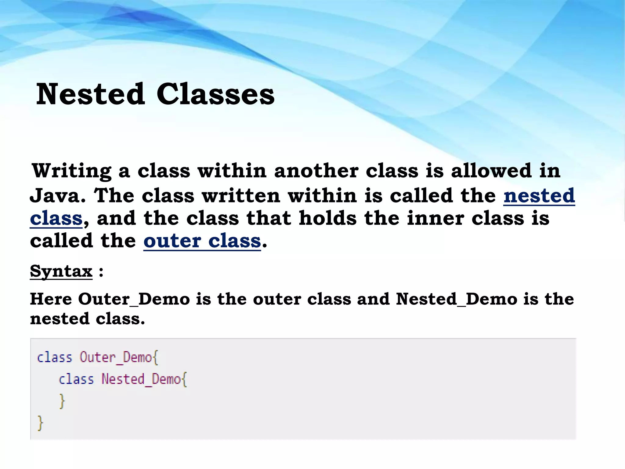 Nested classes in java | PPT