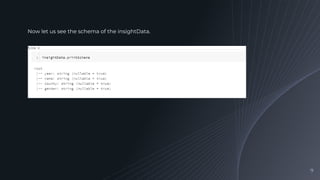 9
Now let us see the schema of the insightData.
 