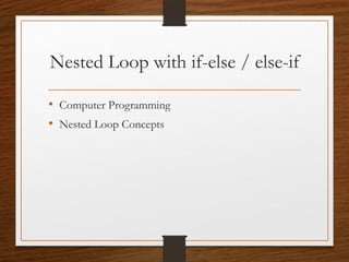 swift - nested if-else statement - geeksforgeeks... Nested_Loop_if_else_Presentation.pptx .. | PPTX