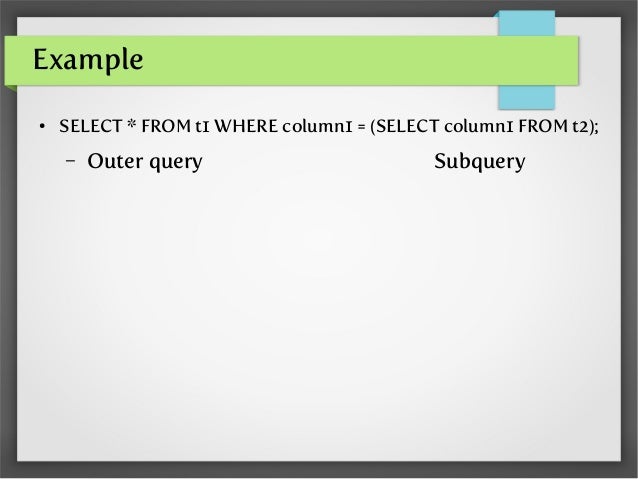 Nested Queries Lecture