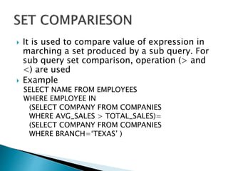 Nested queries in database | PPTX