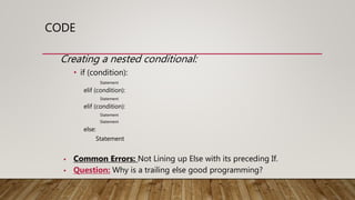 Nesting Conditionals | PPTX