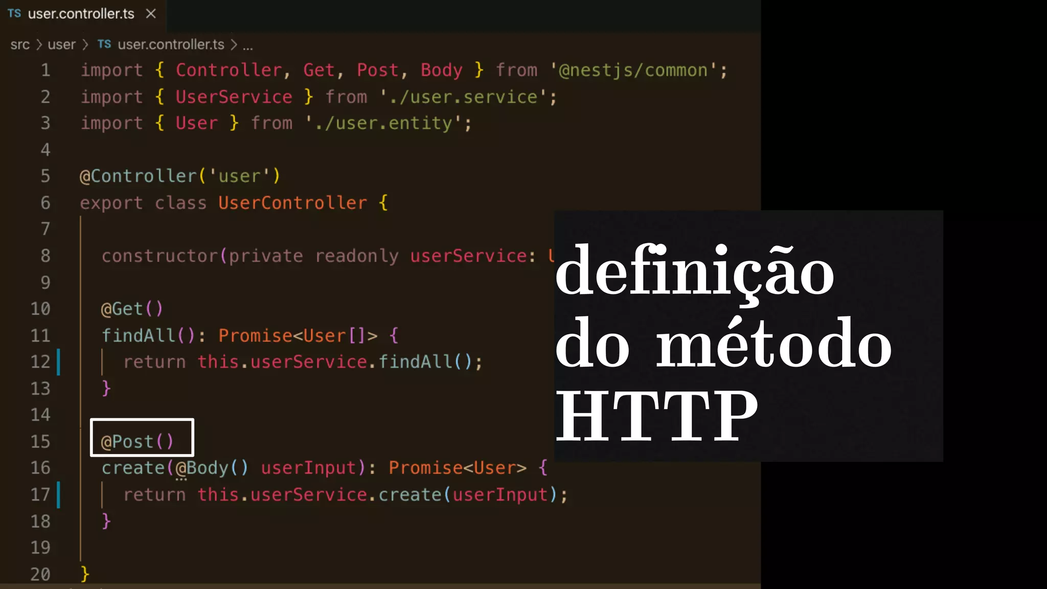 definição
do método
HTTP
 