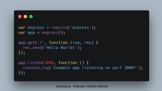 Node.js - Exemplo
Express.js - Exemplo Getting Started
 
