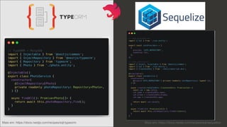 Mais em: https://docs.nestjs.com/recipes/sql-typeorm Mais em: https://docs.nestjs.com/recipes/sql-sequelize
 