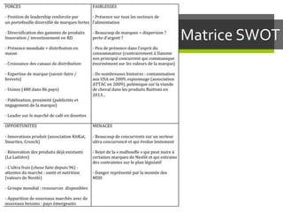 Matrice SWOT

 