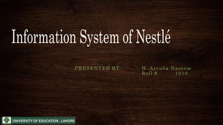 PRESENTED BY: H. Arouba Naseem
Roll # 1010
 