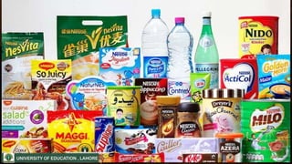  Founded by Henri Nestlé
 World’s biggest food & beverage Company
 Developed 1st milk product in 1867
 Merger with Anglo-Swiss Condensed Milk
Company
 First expansion in Chocolate activity
 Introduction of Nescafe
 Merger with Maggi Seasoning & Soups
 Acquisition of American Food Giant &
Dreyer’s.
 