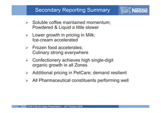 Nestle 2008 Q3 earnings results