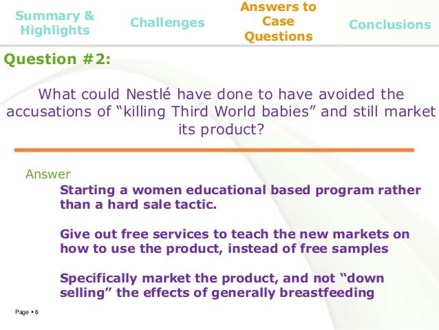 nestle the infant formula controversy case study answers