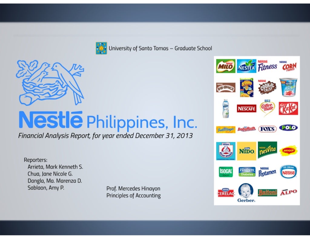 Nestle Philippines Financial Statement Analysis for year ended 2013