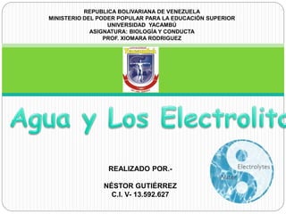 REPUBLICA BOLIVARIANA DE VENEZUELA
MINISTERIO DEL PODER POPULAR PARA LA EDUCACIÓN SUPERIOR
UNIVERSIDAD YACAMBÚ
ASIGNATURA: BIOLOGÍA Y CONDUCTA
PROF. XIOMARA RODRIGUEZ
REALIZADO POR.-
NÉSTOR GUTIÉRREZ
C.I. V- 13.592.627
 