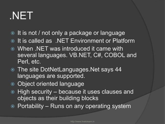 Introduction to .NET Programming | PPT