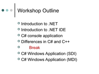Comprehensive Workshop on C# Programming and the .NET Framework | PPT