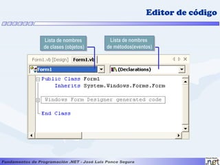 Editor de código


Lista de nombres       Lista de nombres
de clases (objetos)   de métodos(eventos)
 