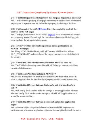 Top 100 .Net Interview Questions and Answer | PDF