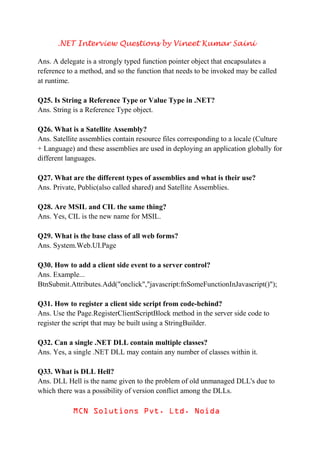 Top 100 .Net Interview Questions and Answer | PDF