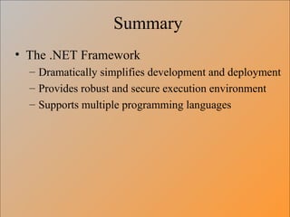 .Net Overview -- Training (Lesson 1) | PPT