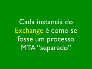 Cada instancia do
Exchange é como se
 fosse um processo
  MTA “separado”
 
