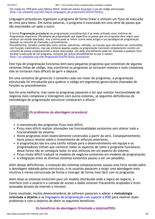 Net uma revisão sobre a programação orientada a objetos | PDF