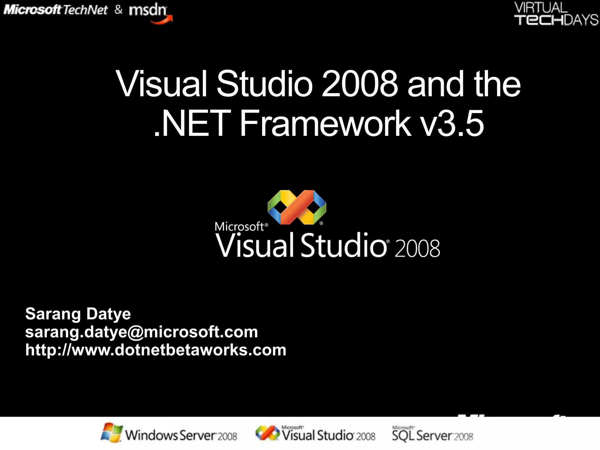 .net 3.5 and vs 2008