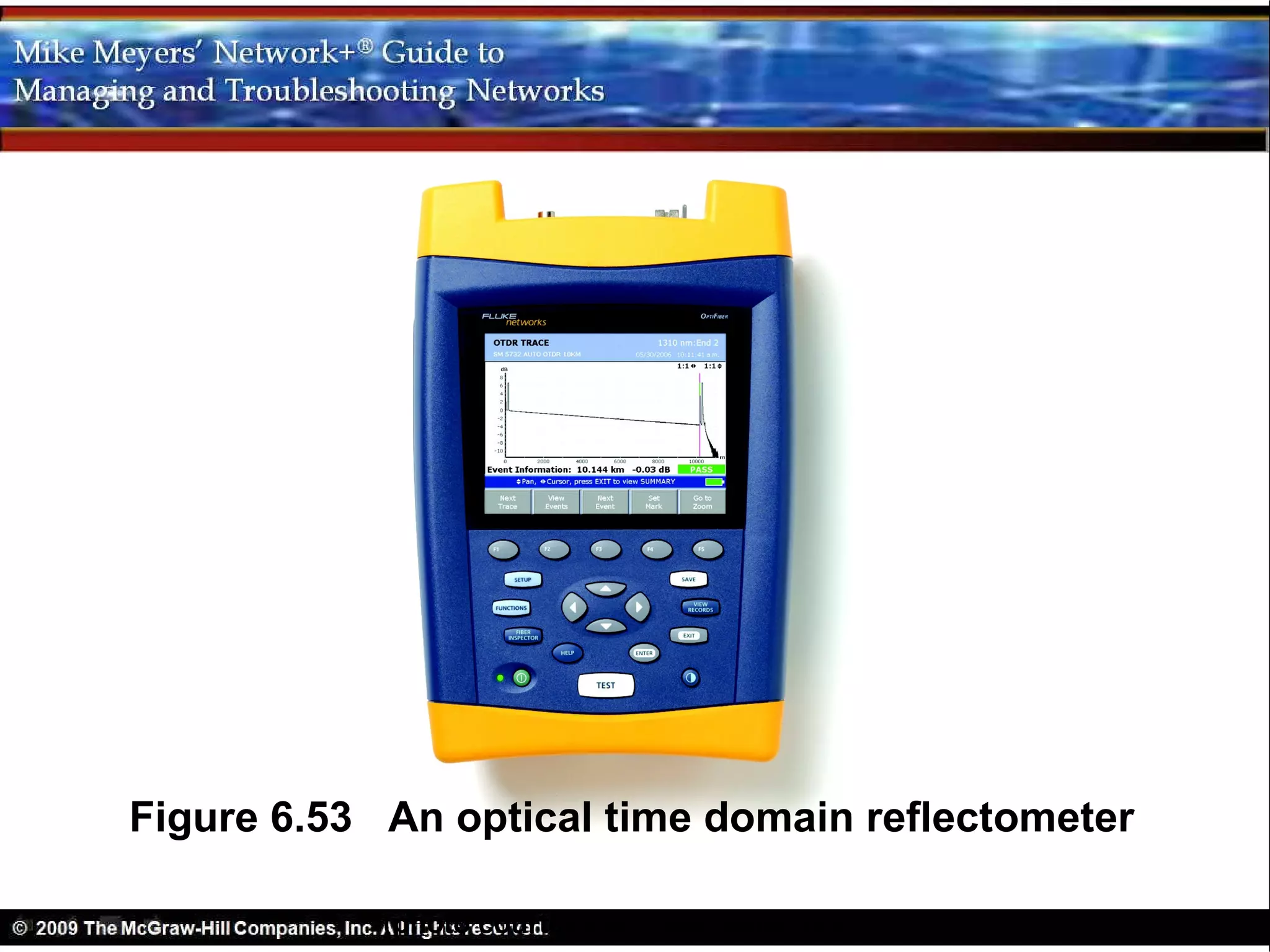 Figure 6.53 An optical time domain reflectometer

            (photo courtesy of Fluke Networks)
 
