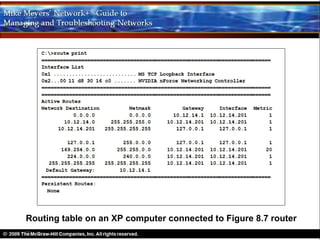 Routing table on an XP computer connected to Figure 8.7 router
 