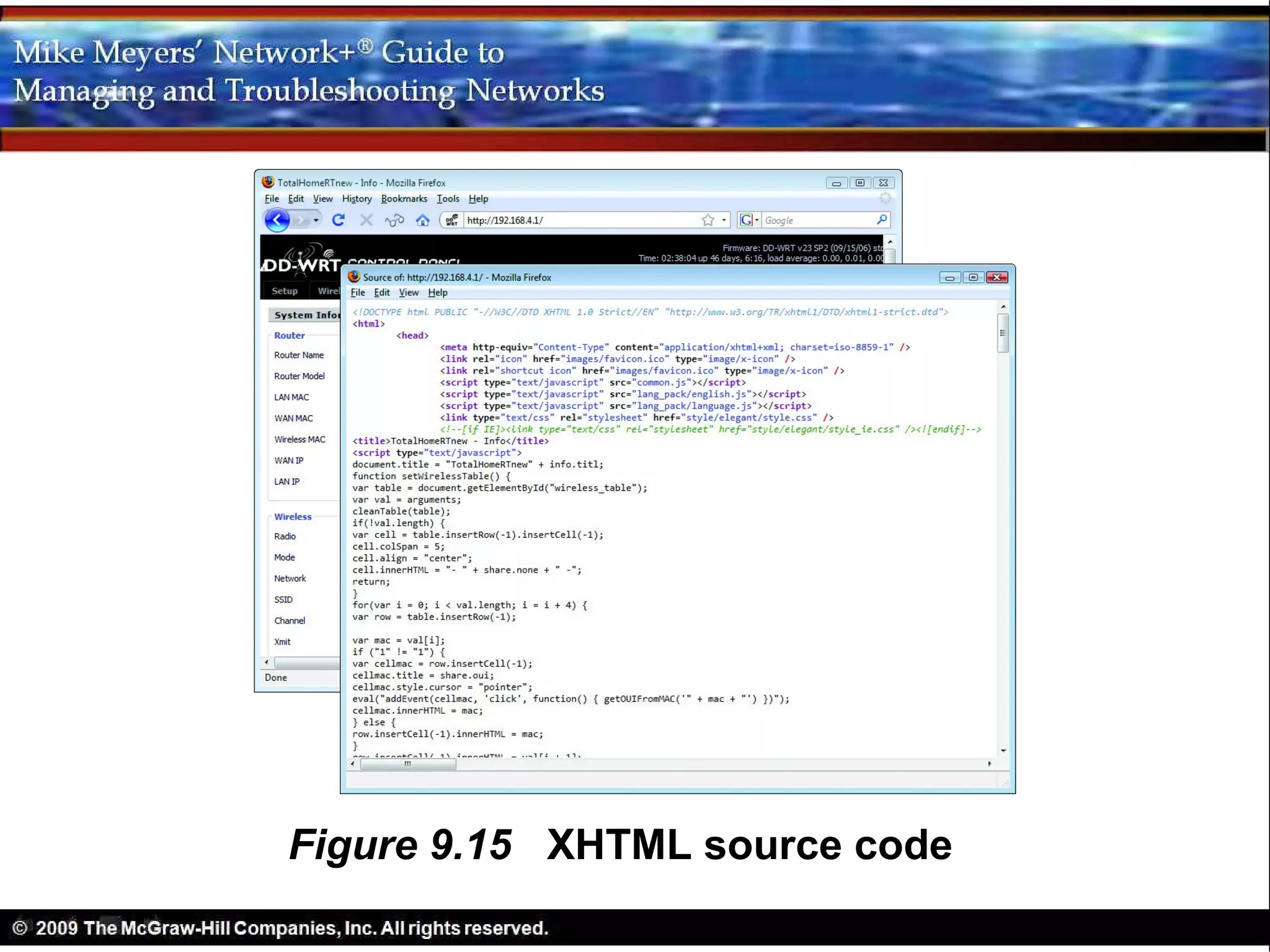 Figure 9.15 XHTML source code
 