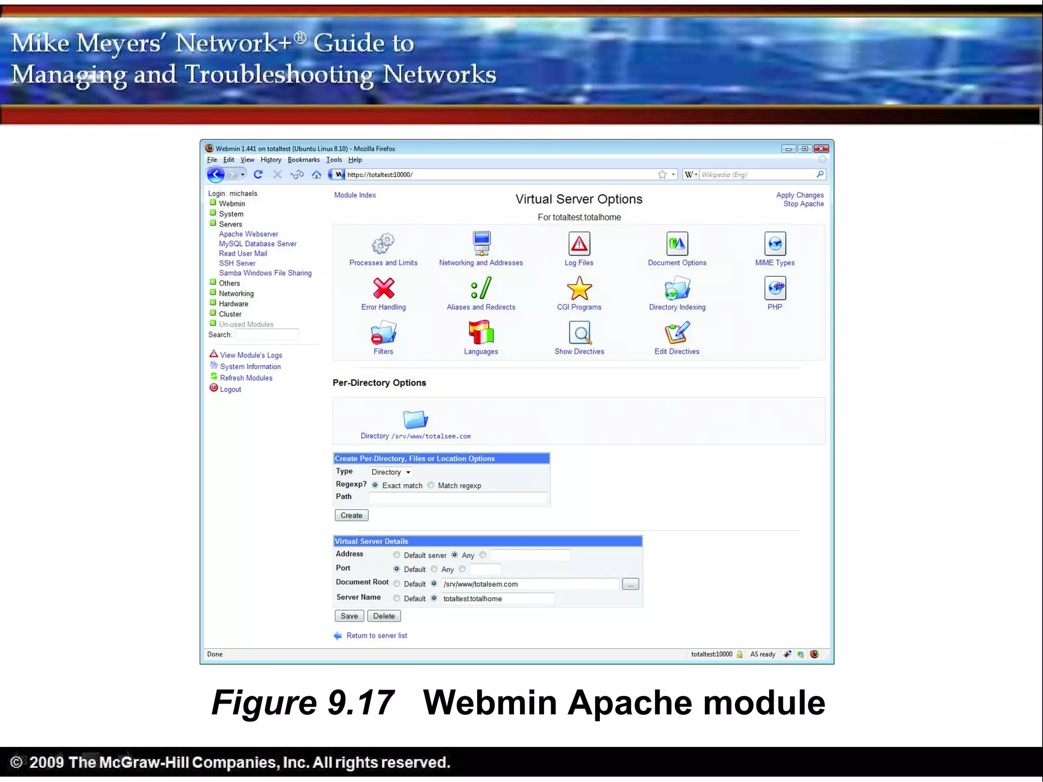 Figure 9.17 Webmin Apache module
 