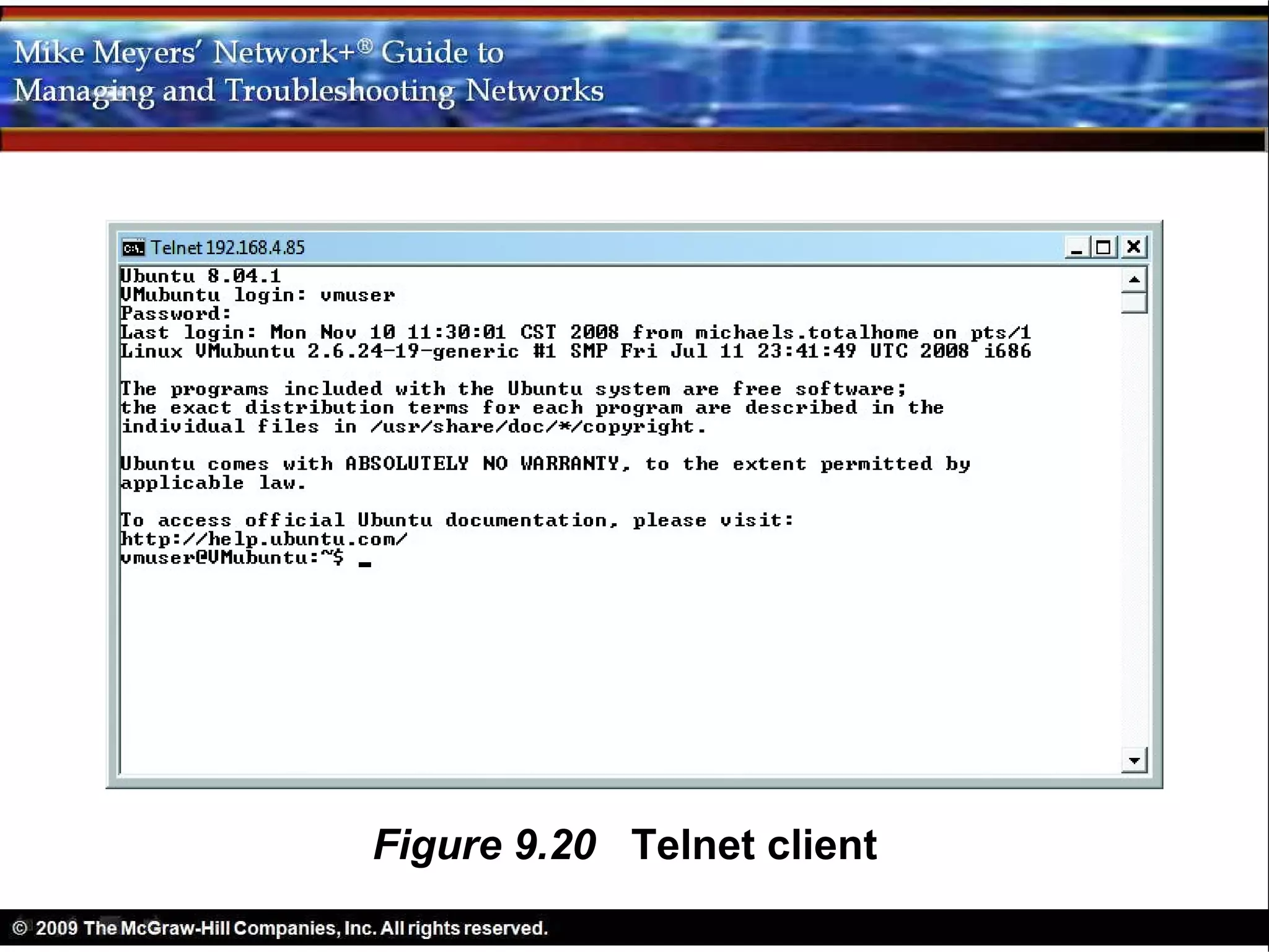 Figure 9.20 Telnet client
 