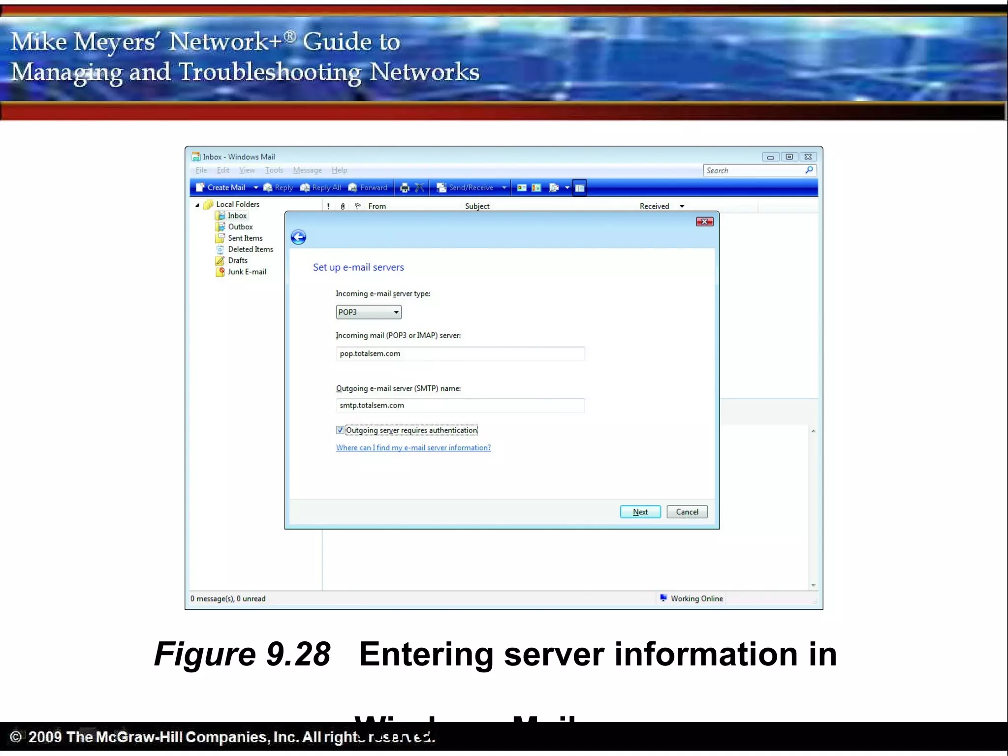 Figure 9.28 Entering server information in

            Windows Mail
 