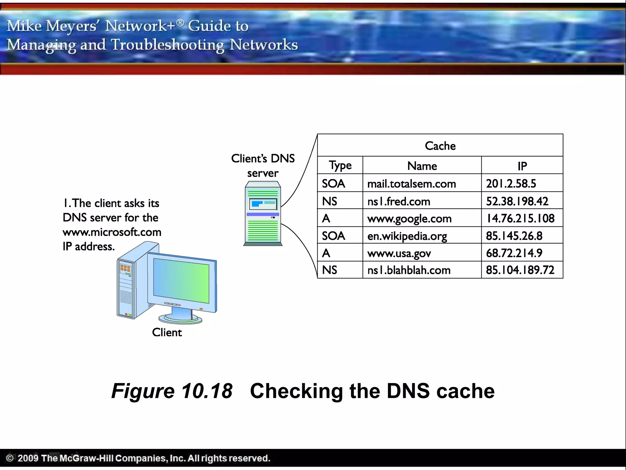 Figure 10.18 Checking the DNS cache
 