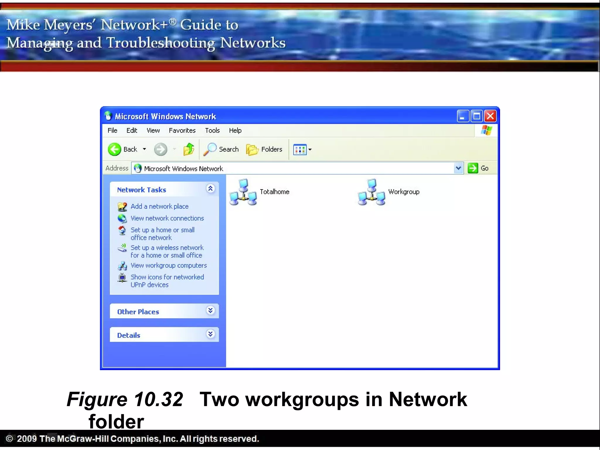 Figure 10.32 Two workgroups in Network
  folder
 