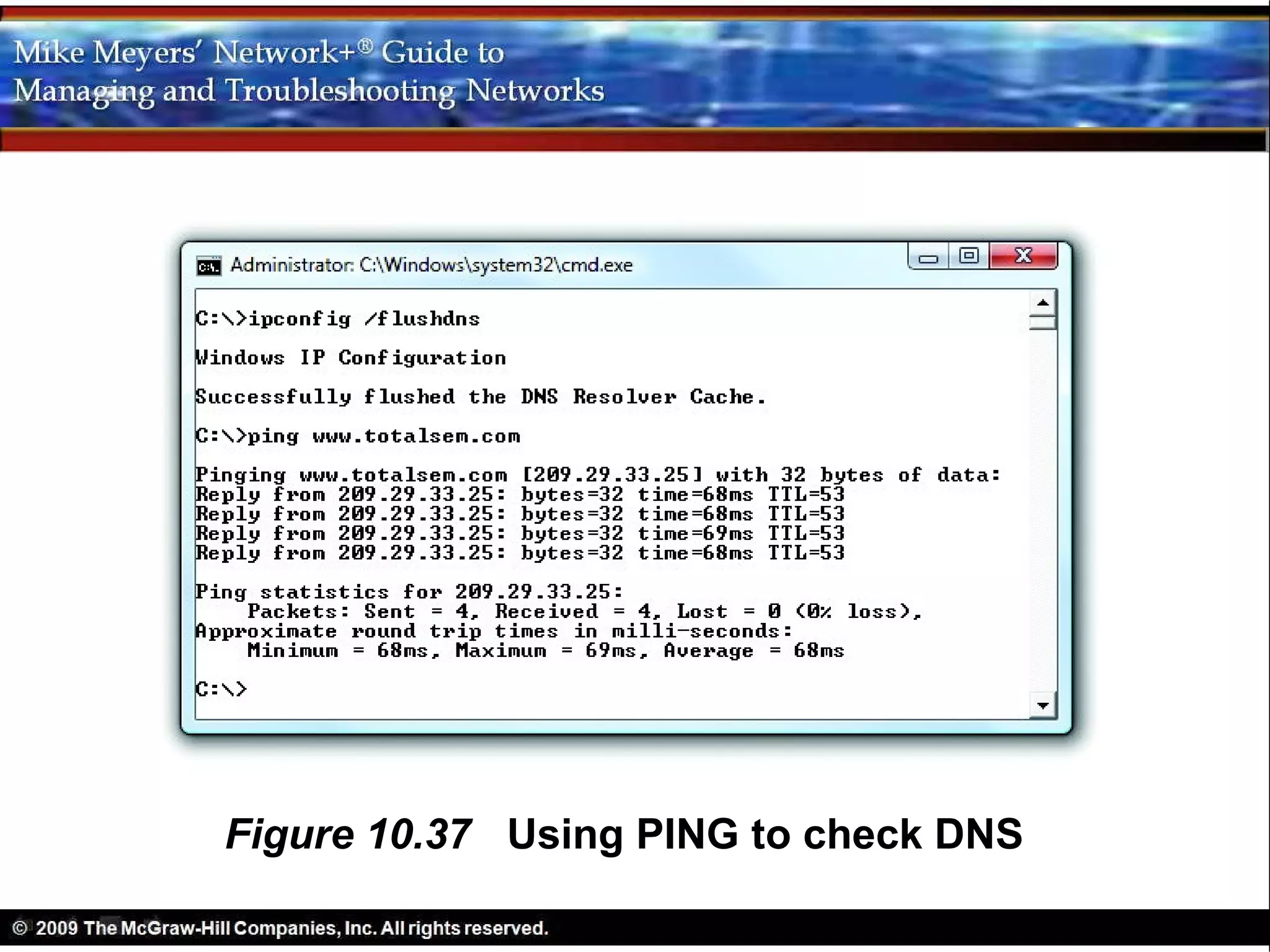 Figure 10.37 Using PING to check DNS
 