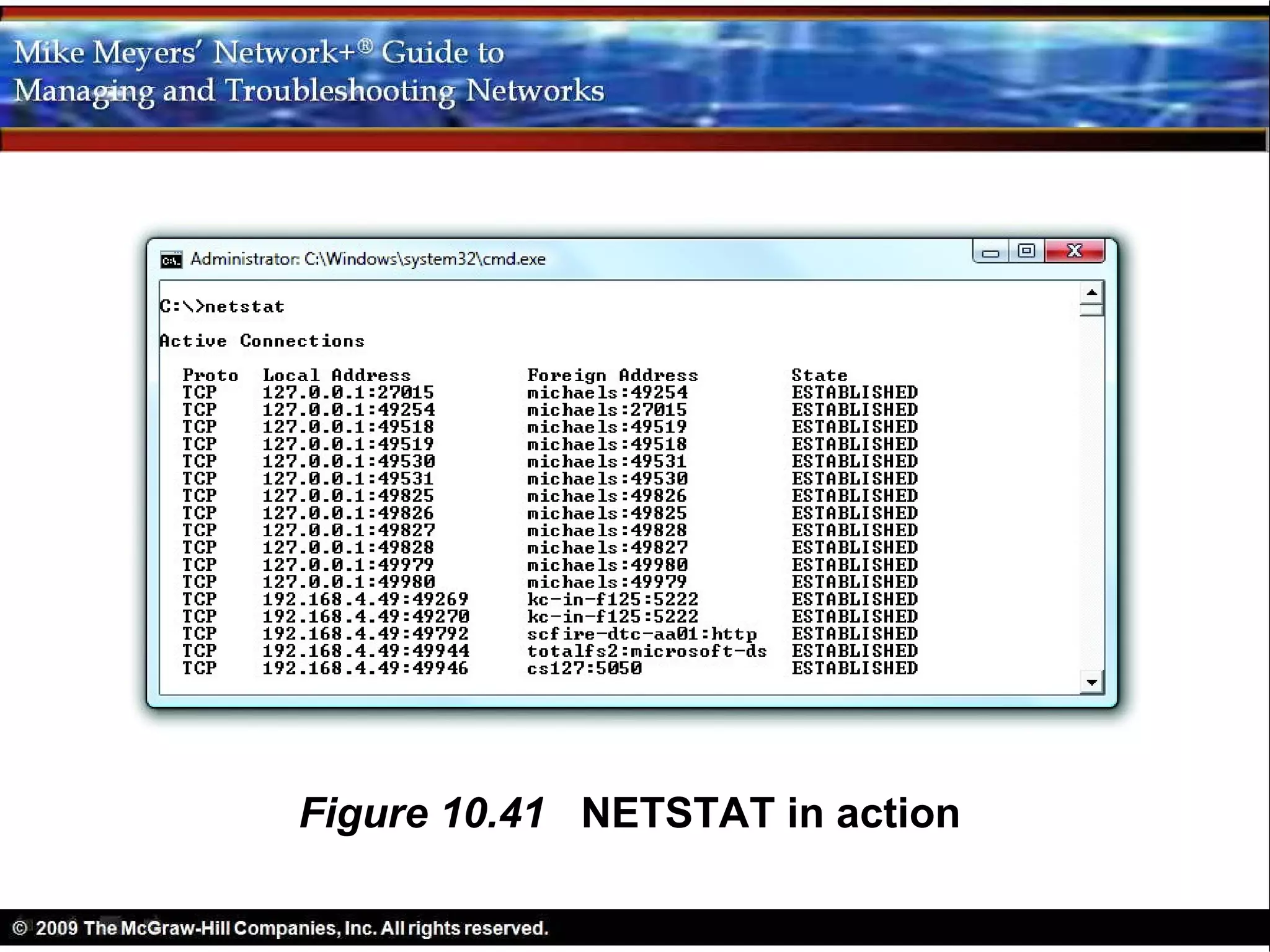 Figure 10.41 NETSTAT in action
 