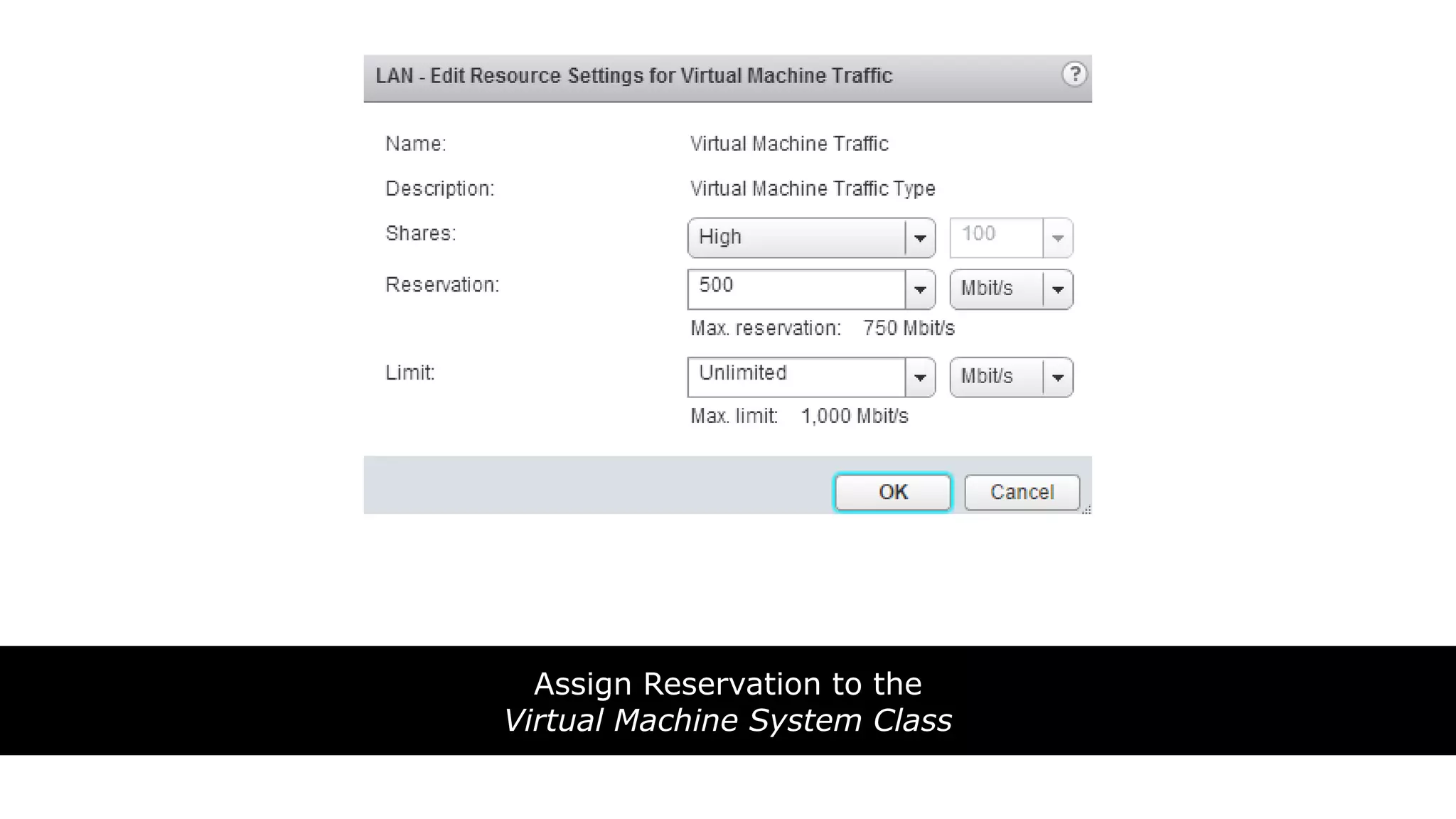Assign Reservation to the
Virtual Machine System Class
 