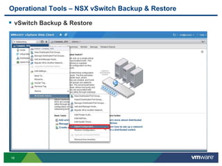 1919
Operational Tools – NSX vSwitch Backup & Restore
 vSwitch Backup & Restore
 
